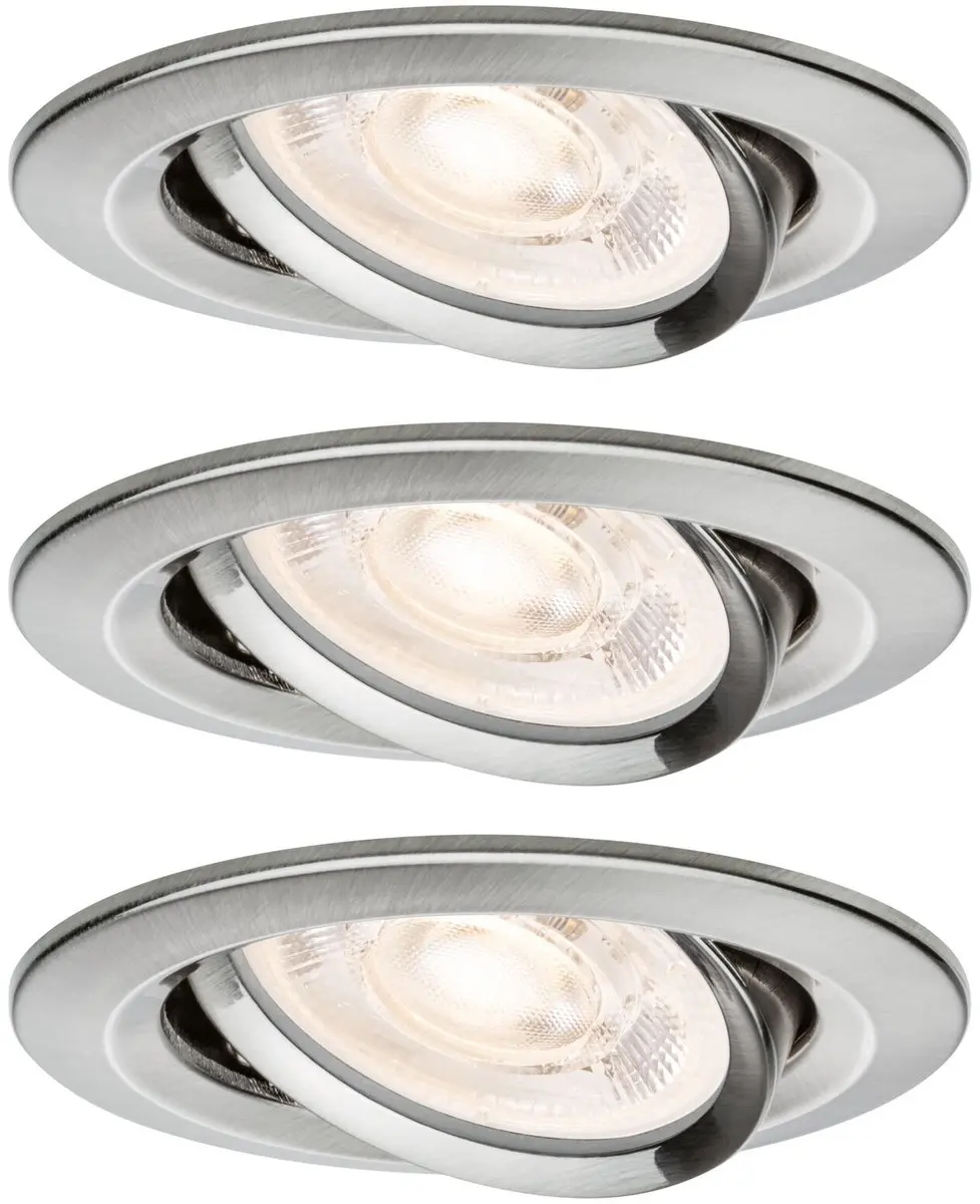 Paulmann Nova GU10 LED-inbouwlamp 3x4,9W 550lm 2700K - 3 Stuks - Staal geborsteld