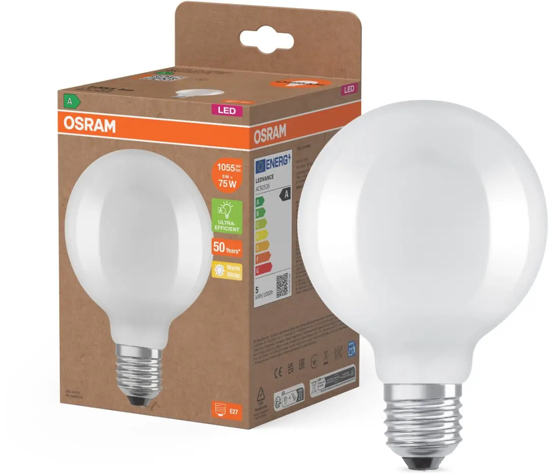 Osram Classic Globe LED Lamp 5W 1055lm E27 Warm Wit