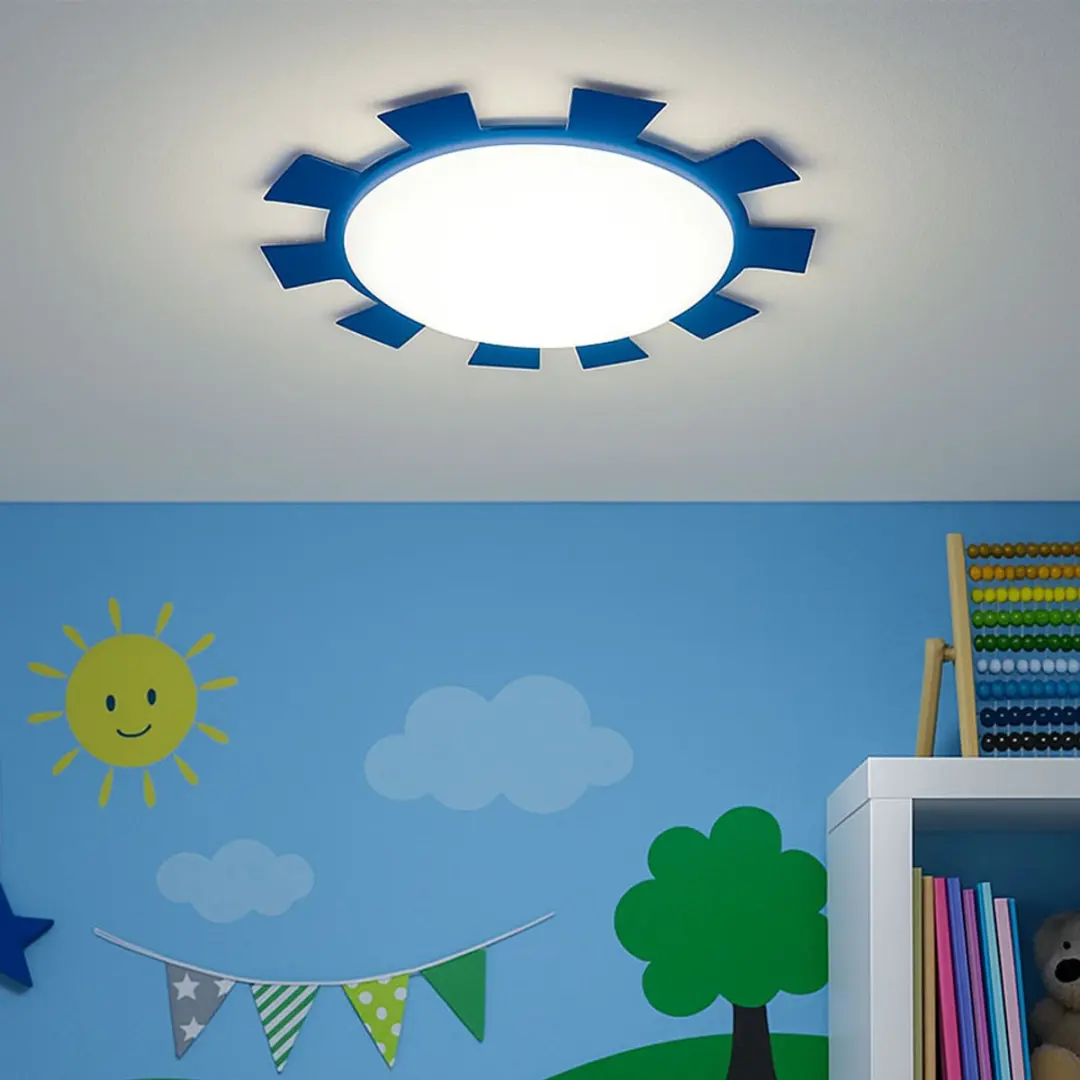 Eglo Leonie Plafonnière 1 Licht Ø35cm - Blauw/Wit - afbeelding 2 van 6