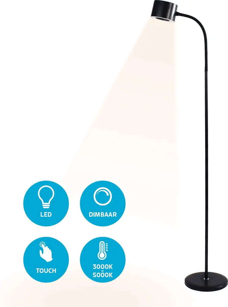 Varin Design LED Vloerlamp - 10W 800 Lumen - Zwart