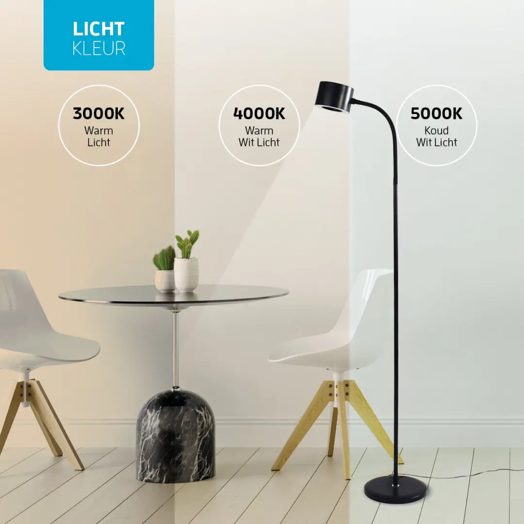 Varin Design LED Vloerlamp - 10W 800 Lumen - Zwart