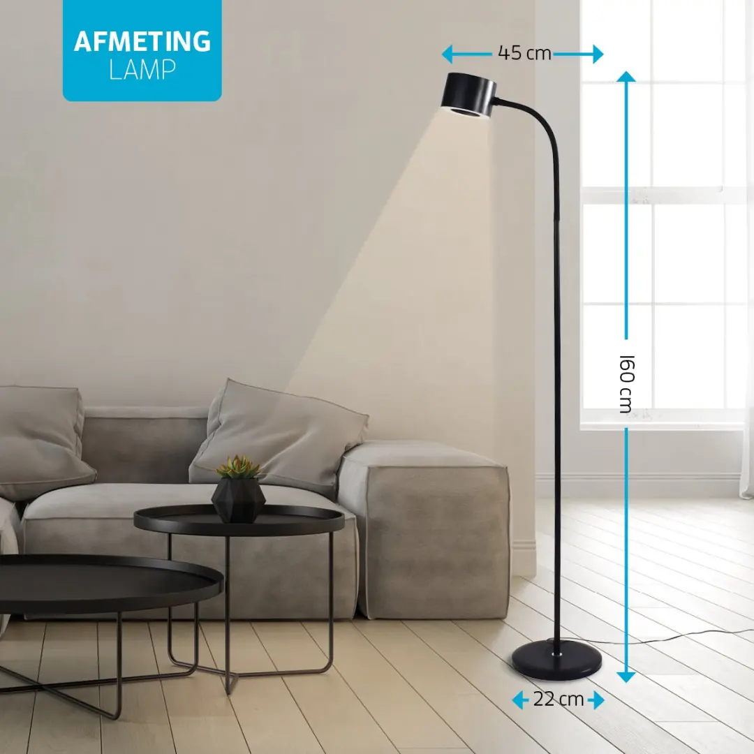 Varin Design LED Vloerlamp - 10W 800 Lumen - Zwart - afbeelding 6 van 6