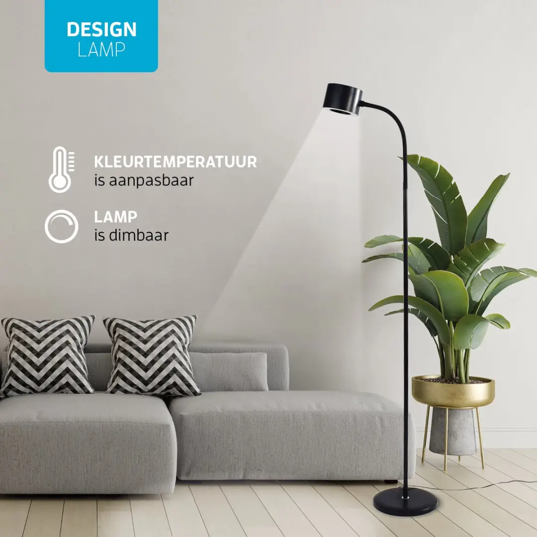 Varin Design LED Vloerlamp - 10W 800 Lumen - Zwart