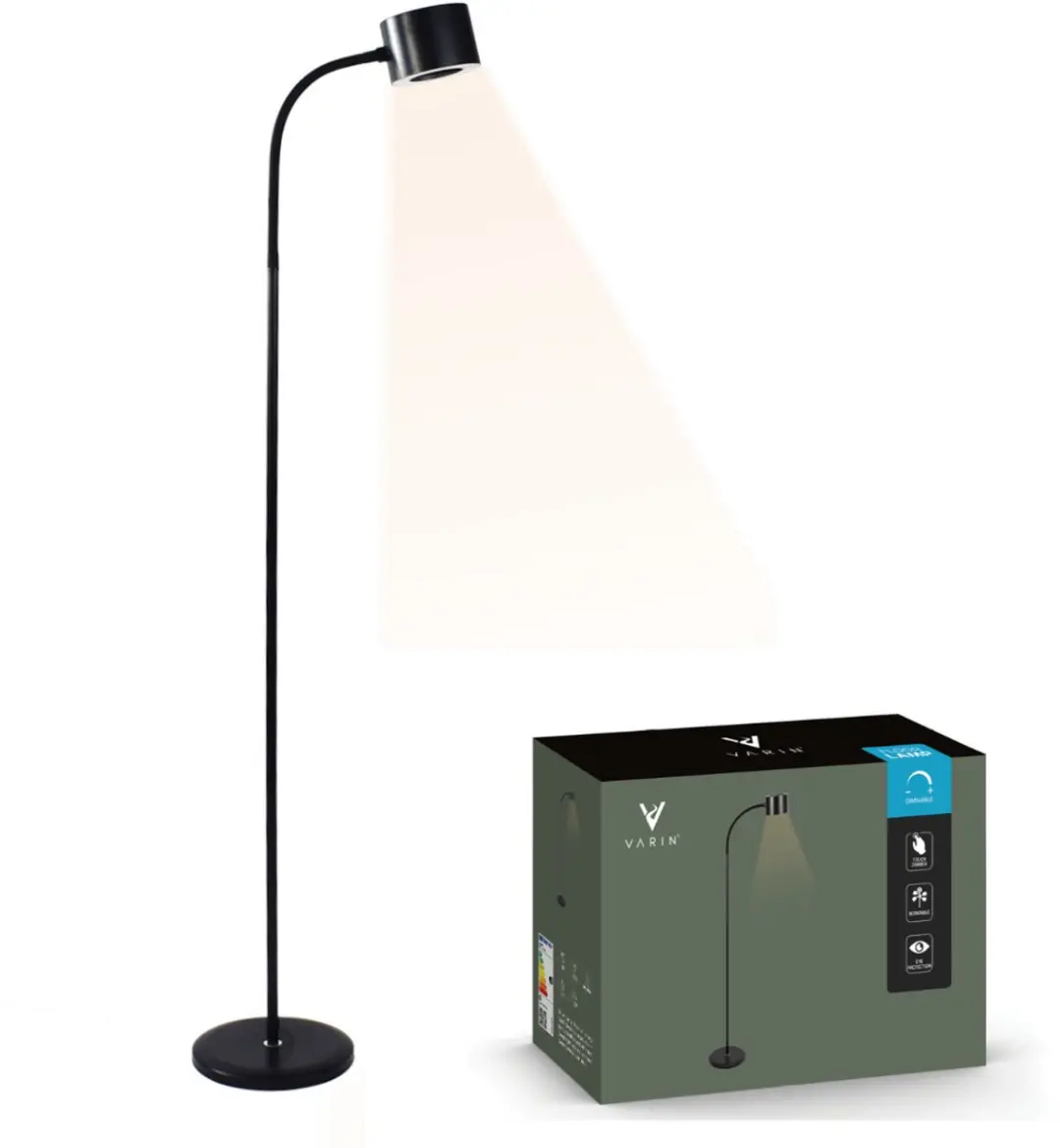 Varin Design LED Vloerlamp - 10W 800 Lumen - Zwart