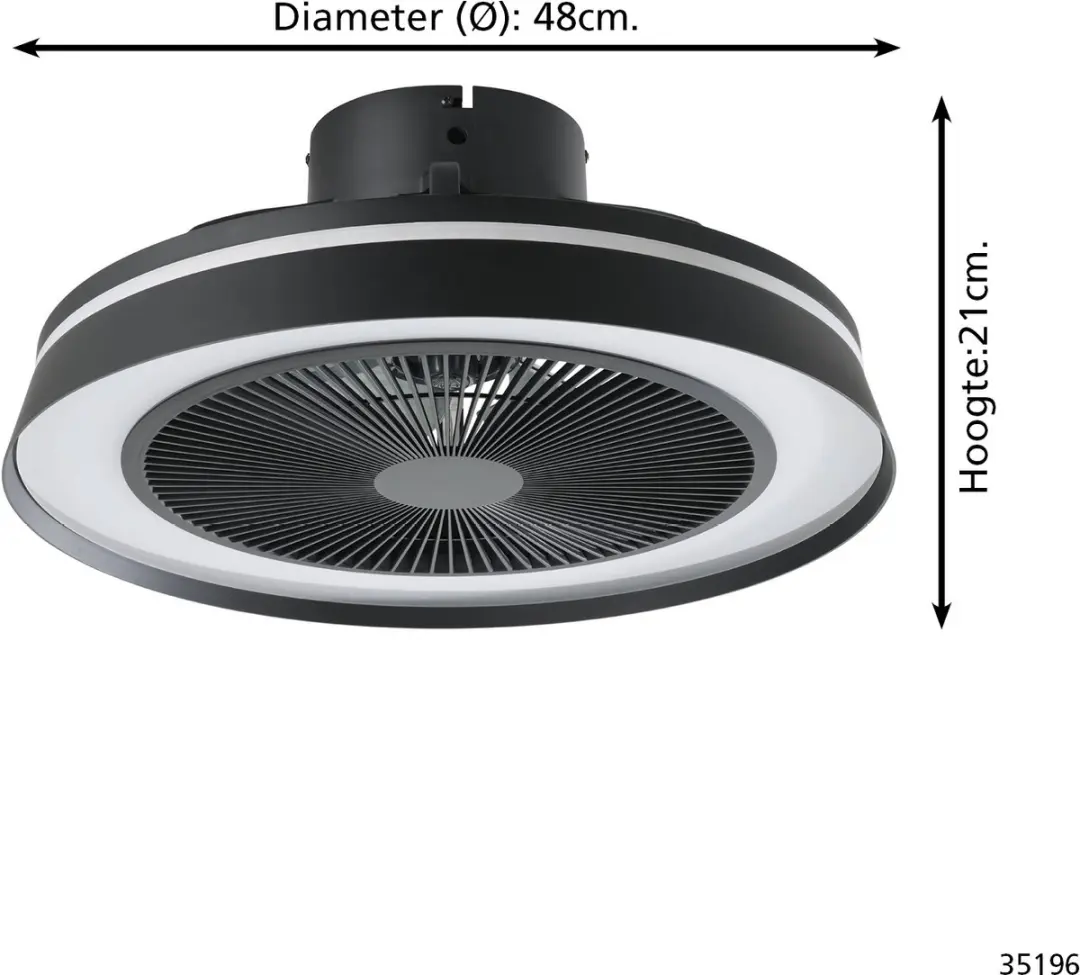 Eglo Vallonia Plafondventilator Ø48cm - 3 standen - RGB/Wit - Zwart - afbeelding 6 van 6