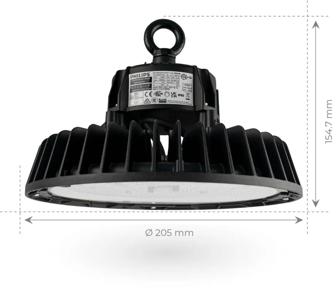 LEDVION LED High Bay Sensor 85W 175lm/W IP65 - Zwart