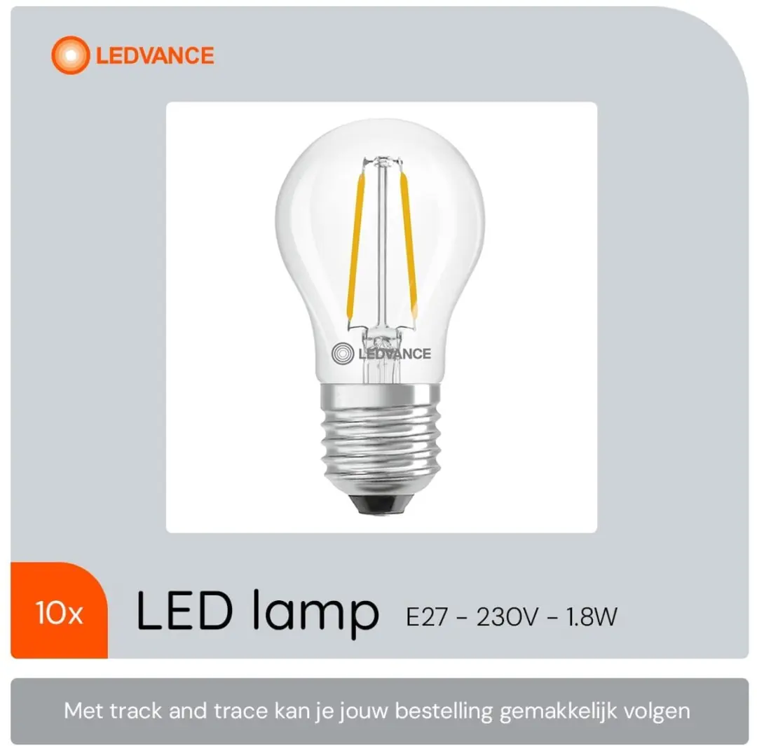 LEDVANCE Classic P45 E27 1.8W 250lm - 10 Stuks