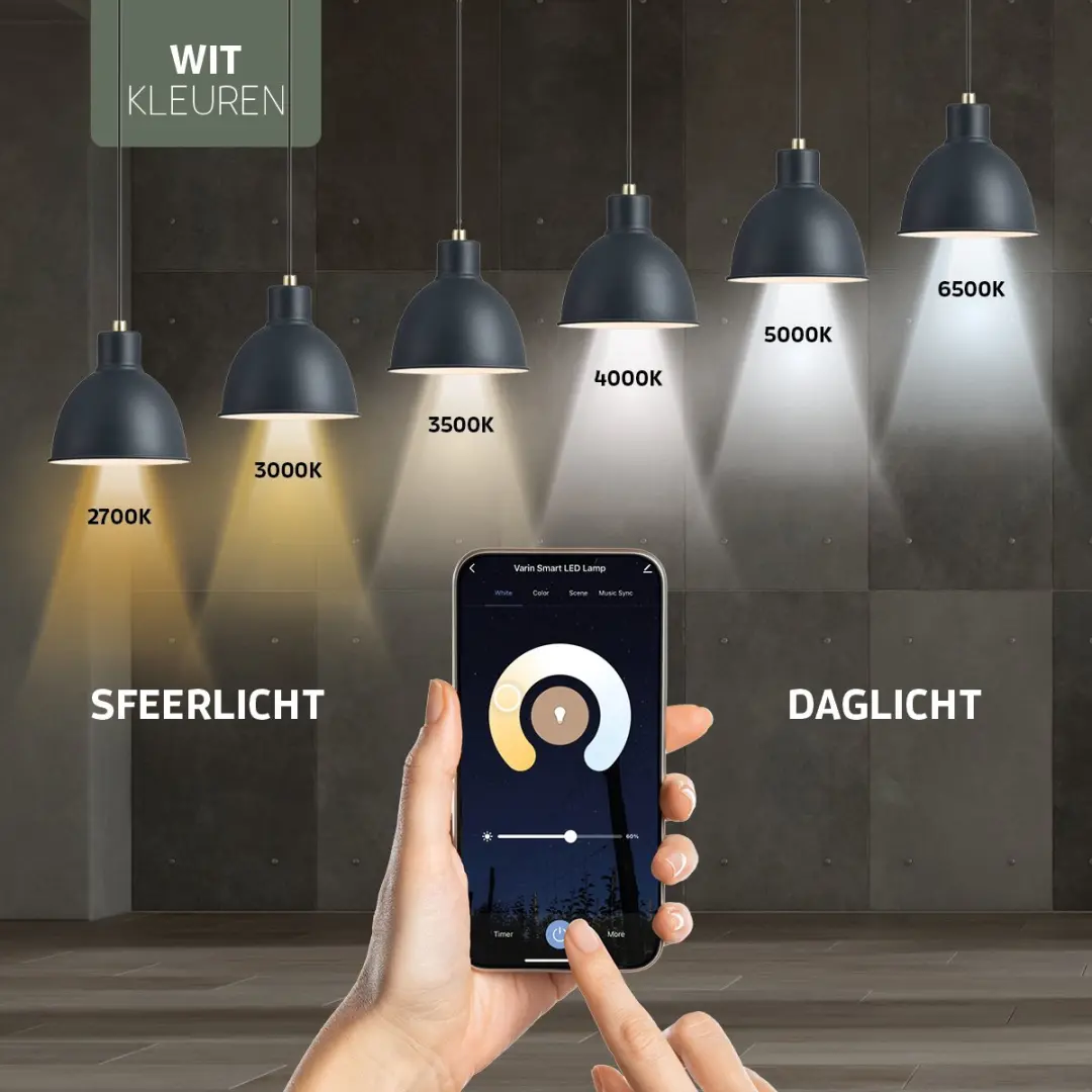 Varin Smart LED Lamp E27 9W RGBW - Mat Glas - App & Voice Control