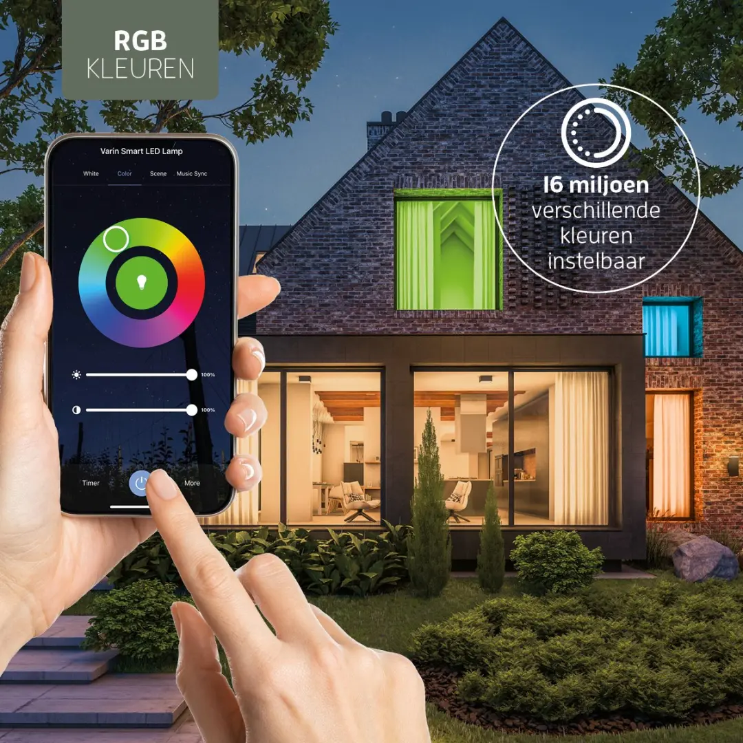 Varin Smart LED Lamp E27 9W RGBW - Mat Glas - App & Voice Control