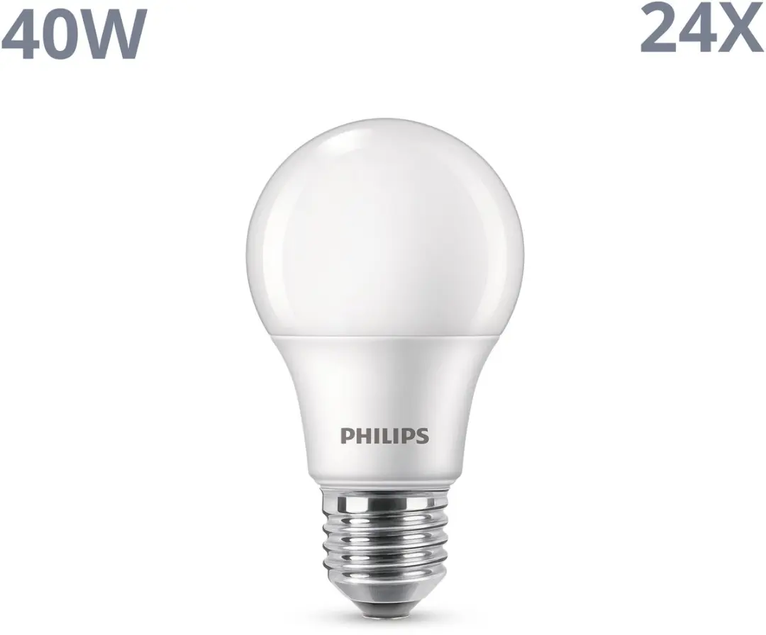 Philips LED E27 Mat Warmwit 4.2W - 24 Stuks