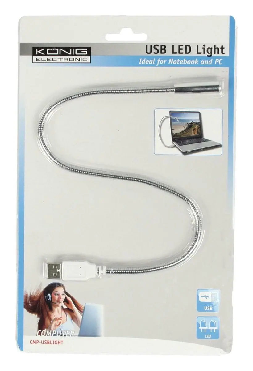 König CMP-USBLIGHT USB LED Lamp - Zilver - 1W Wit