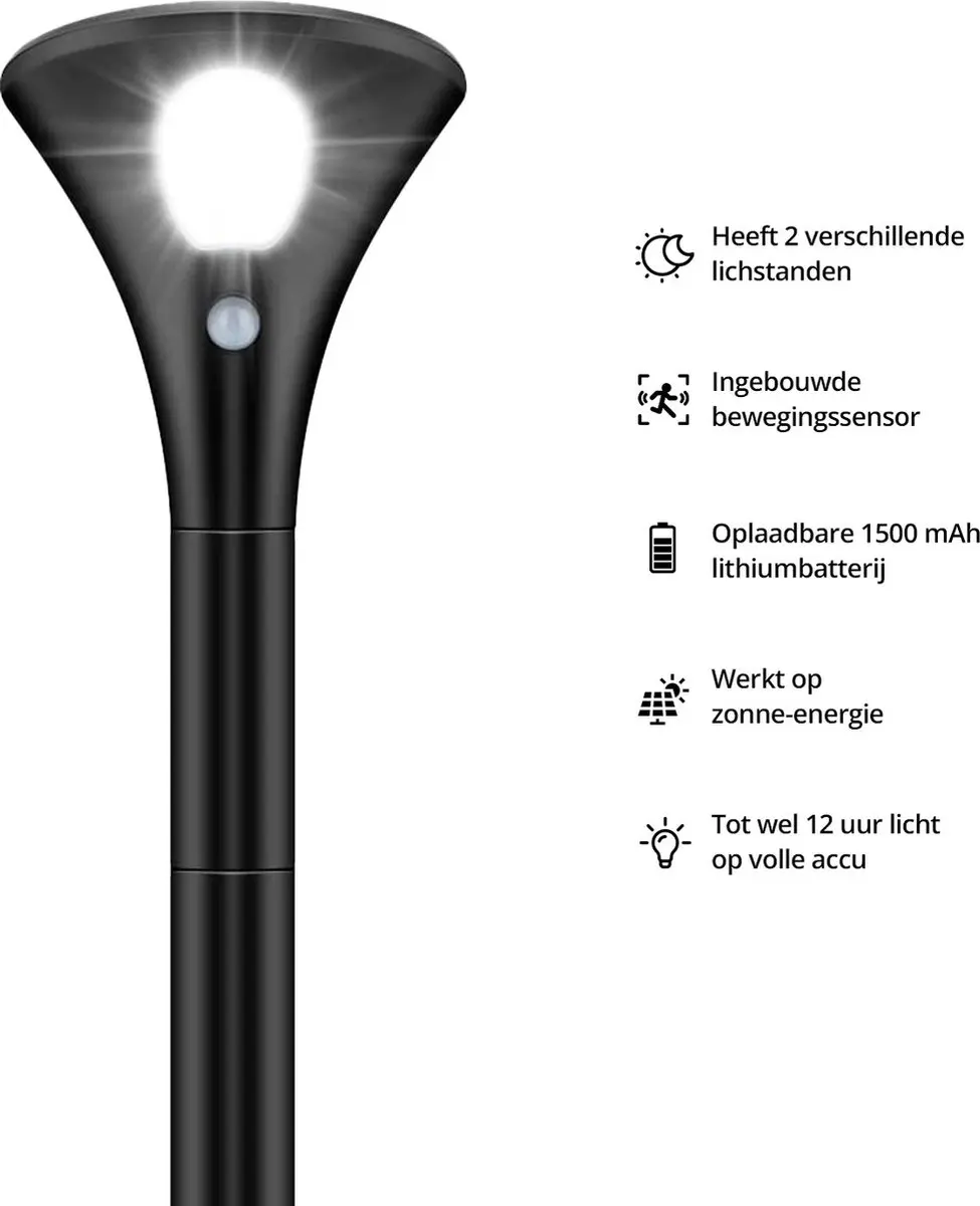 FlinQ Spike Solarlamp - 2 Stuks - Zwart - 3000K