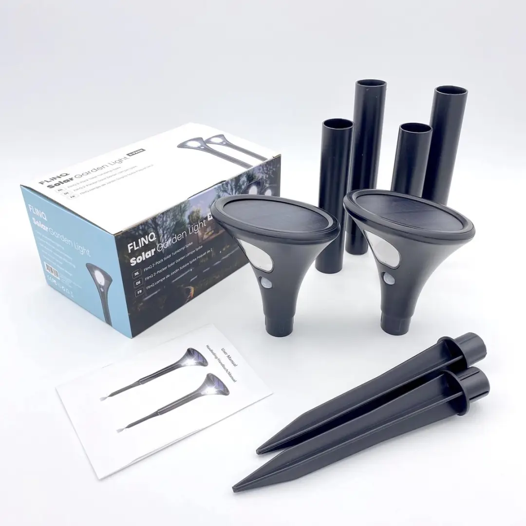 FlinQ Spike Solarlamp - 2 Stuks - Zwart - 3000K