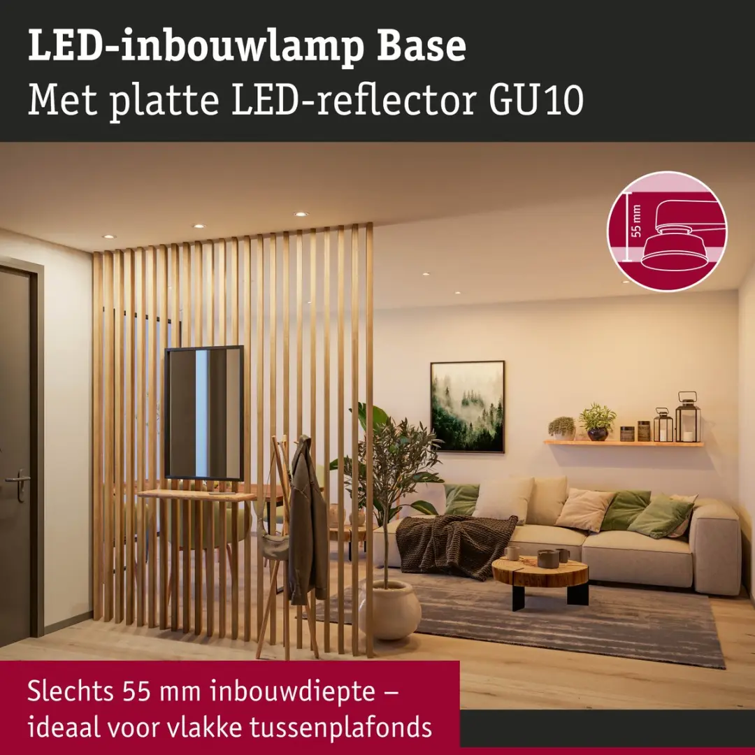 Paulmann LED-inbouwlamp Base GU10 Flat draaibaar 4W 400lm - Staal geborsteld