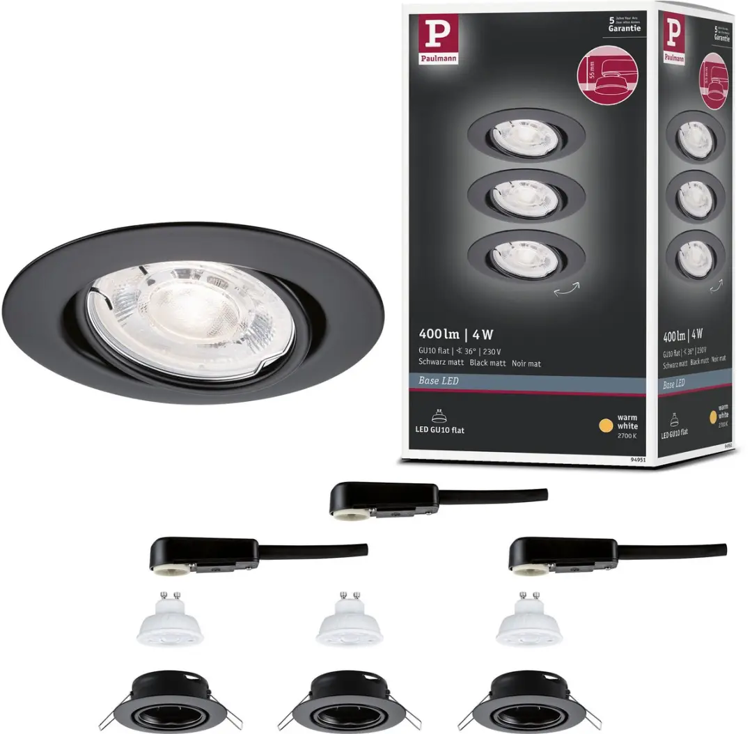 Paulmann Base GU10 LED-inbouwlamp 3x4W 1200lm 2700K