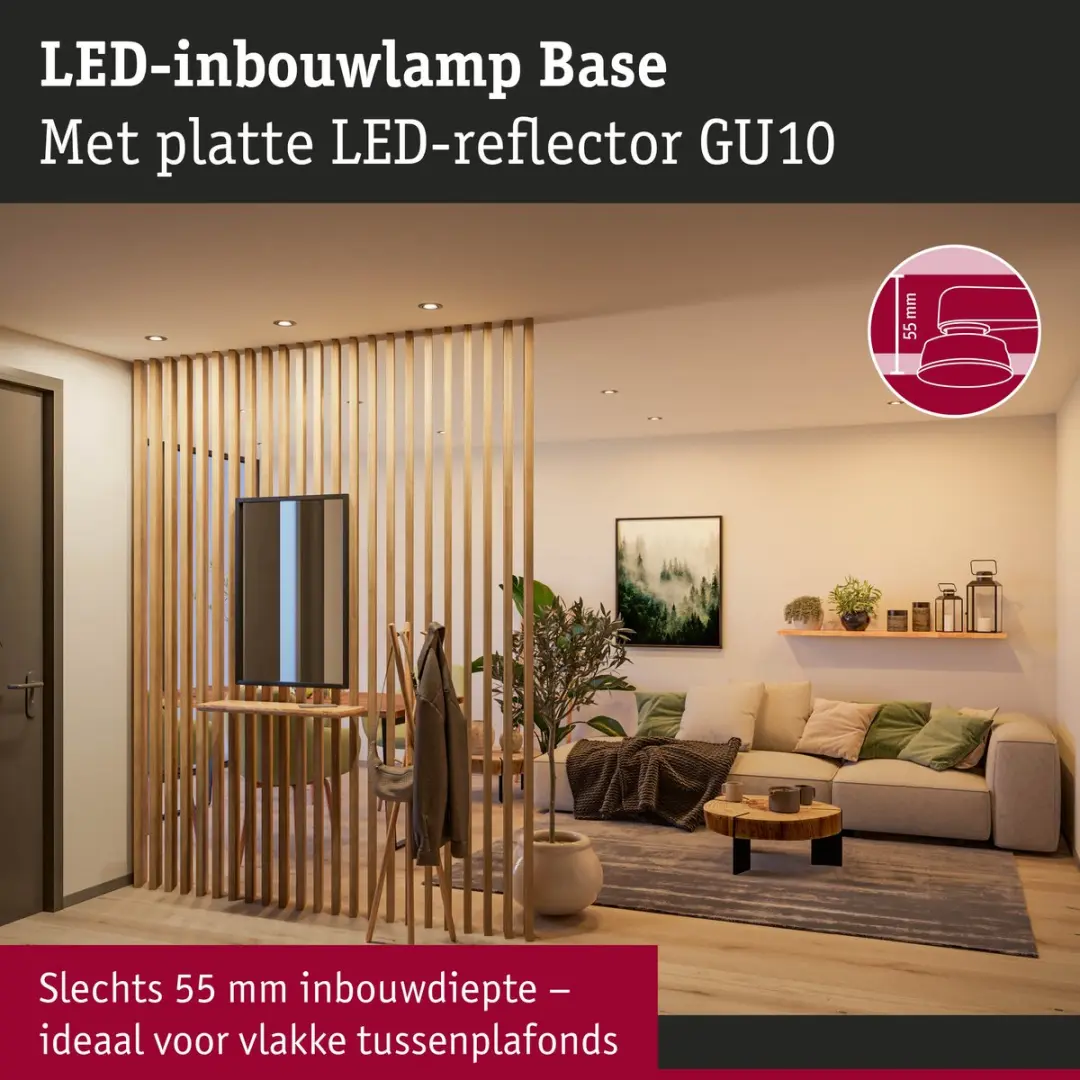 Paulmann Base GU10 LED-inbouwlamp 3x4W 1200lm 2700K - Zwart mat