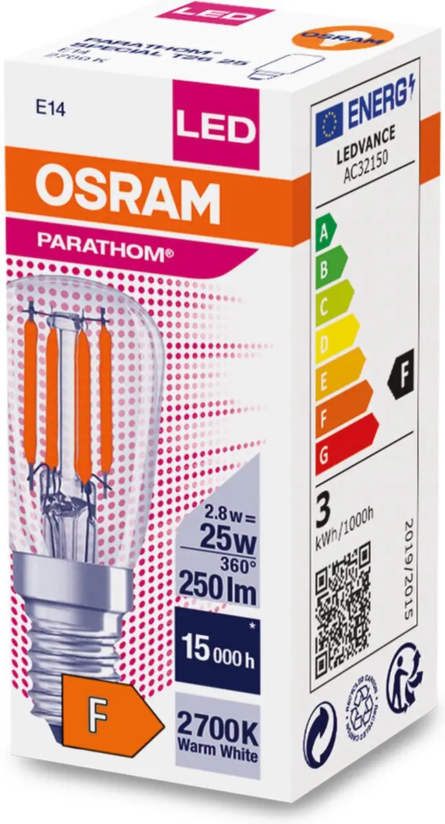 Osram LED Filament E14 2.8W Warm Wit - Helder