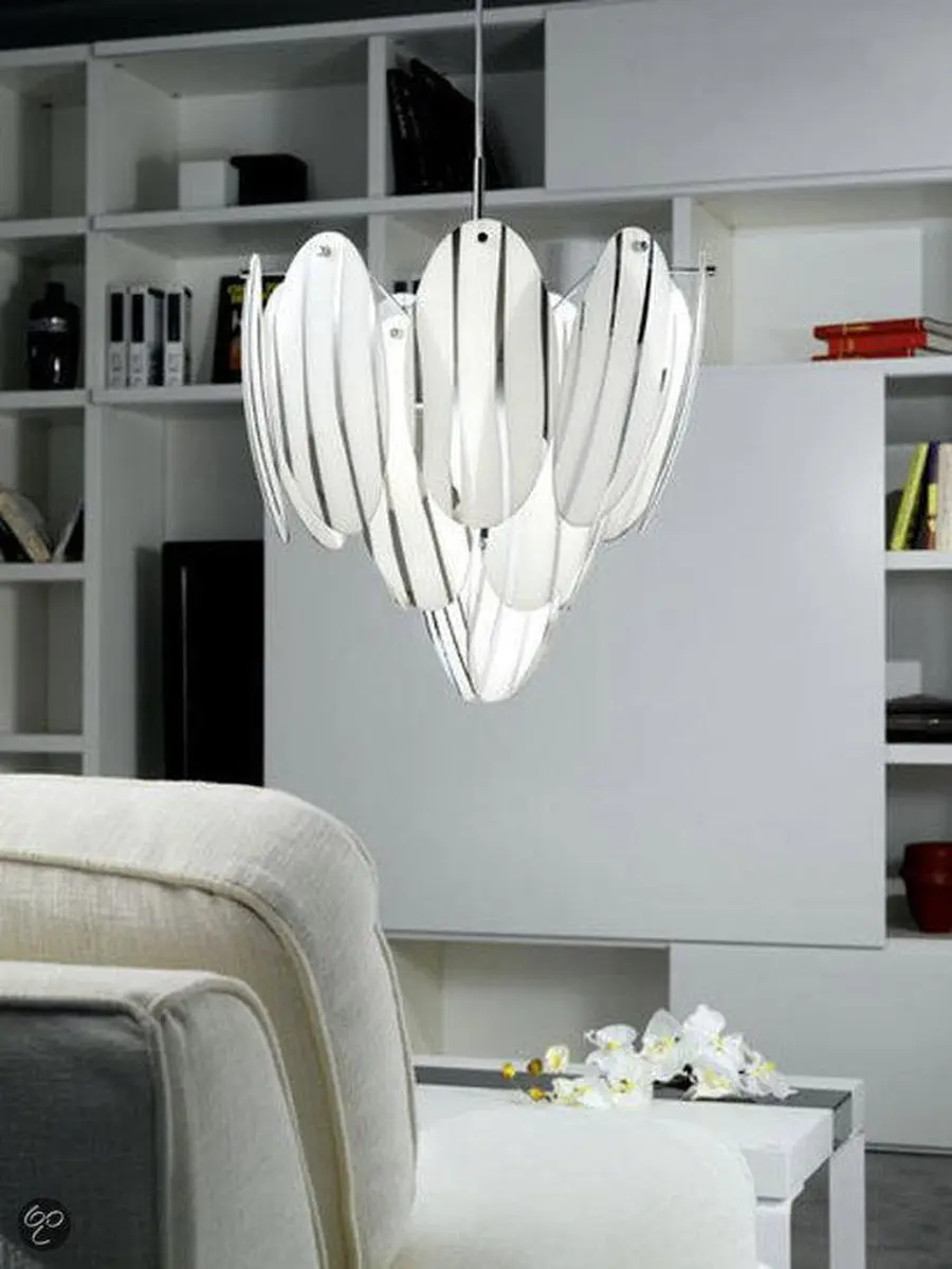 Eglo Tofo Hanglamp 1 Licht Ø390mm - Wit-Chroom - afbeelding 3 van 5