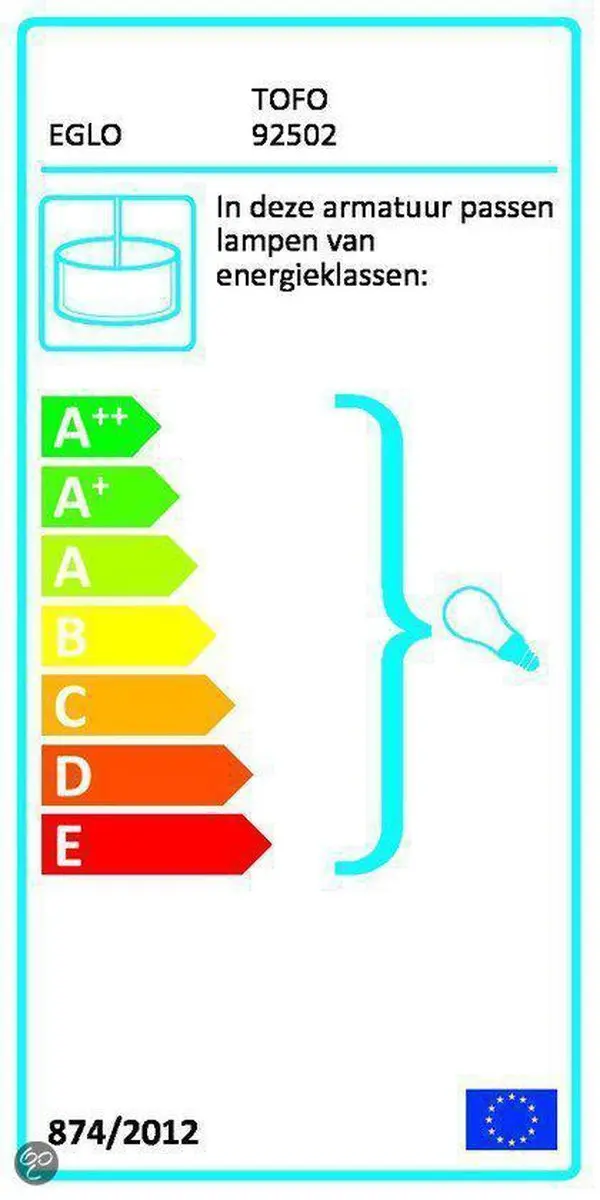 Eglo Tofo Hanglamp 1 Licht Ø390mm - Wit-Chroom - afbeelding 4 van 5