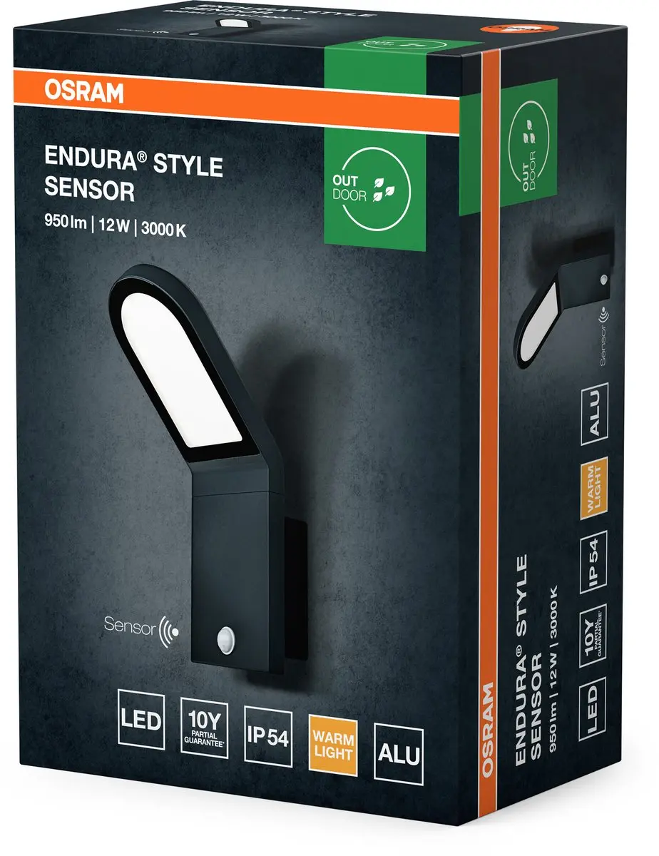 Osram ENDURA Style LED Wandlamp 12W Donkergrijs - IP44