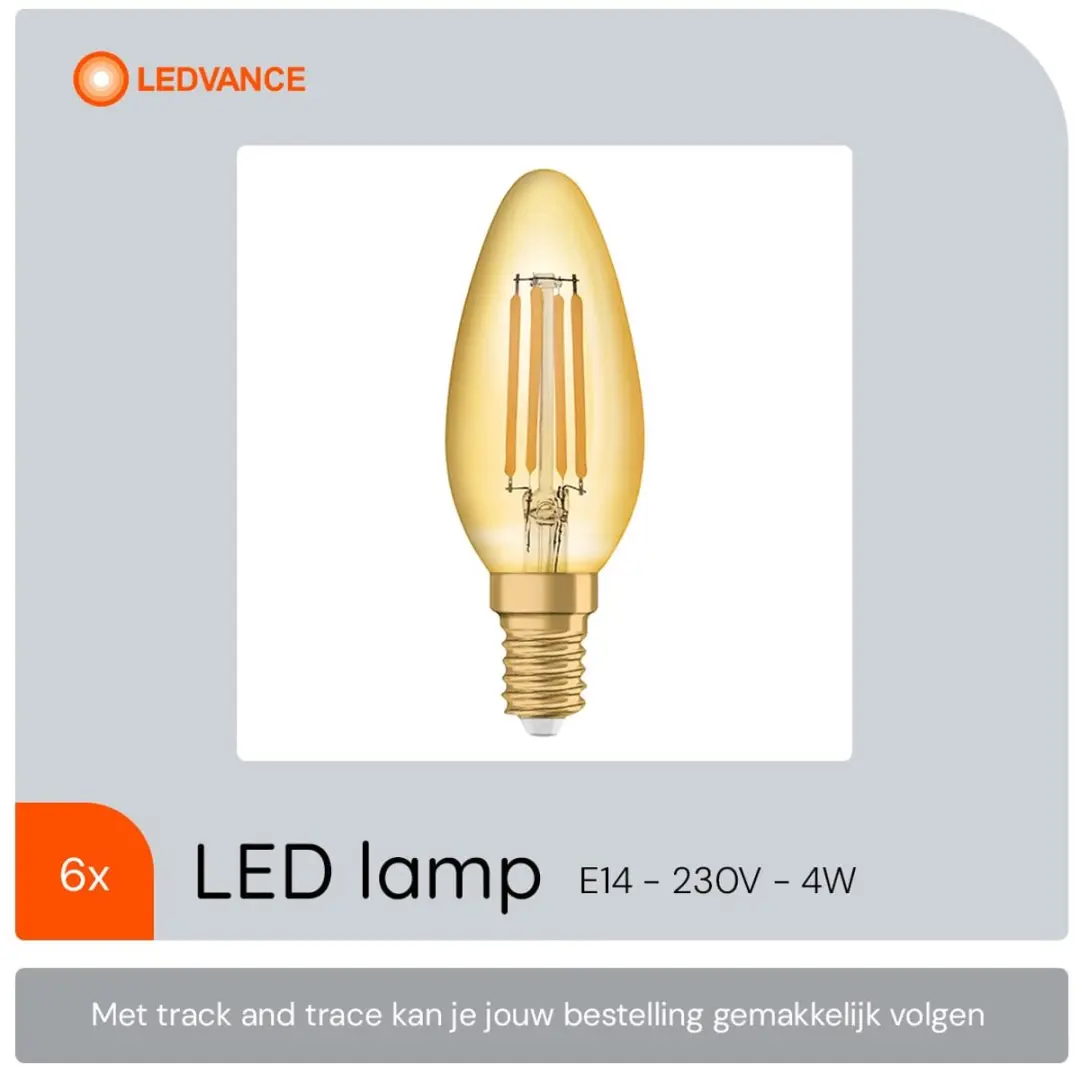 Osram Vintage 1906 LED Kaarslamp E14 4W - 6 Stuks - Goud