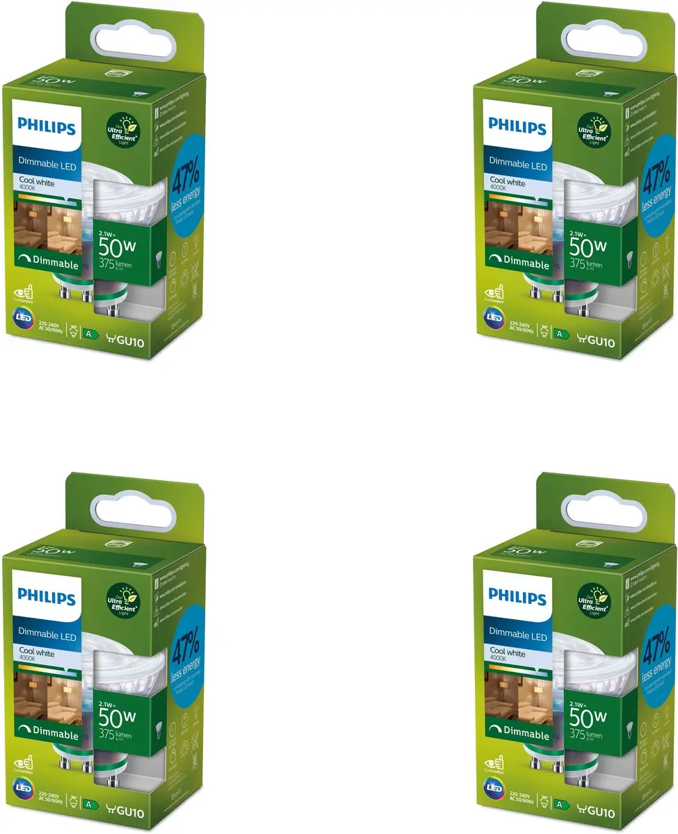 Philips LED GU10 Ultra Efficient 2.1W Koelwit