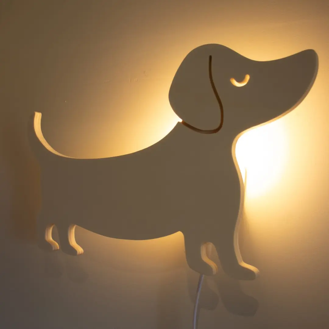 TreeToys Houten Wandlamp Teckel - 1 Lichtpunt - afbeelding 6 van 6