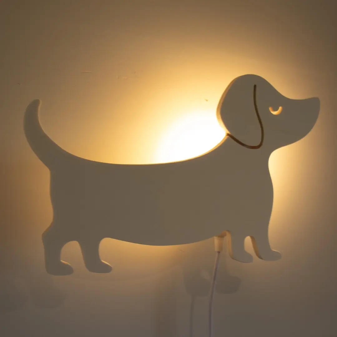 TreeToys Houten Wandlamp Teckel - 1 Lichtpunt