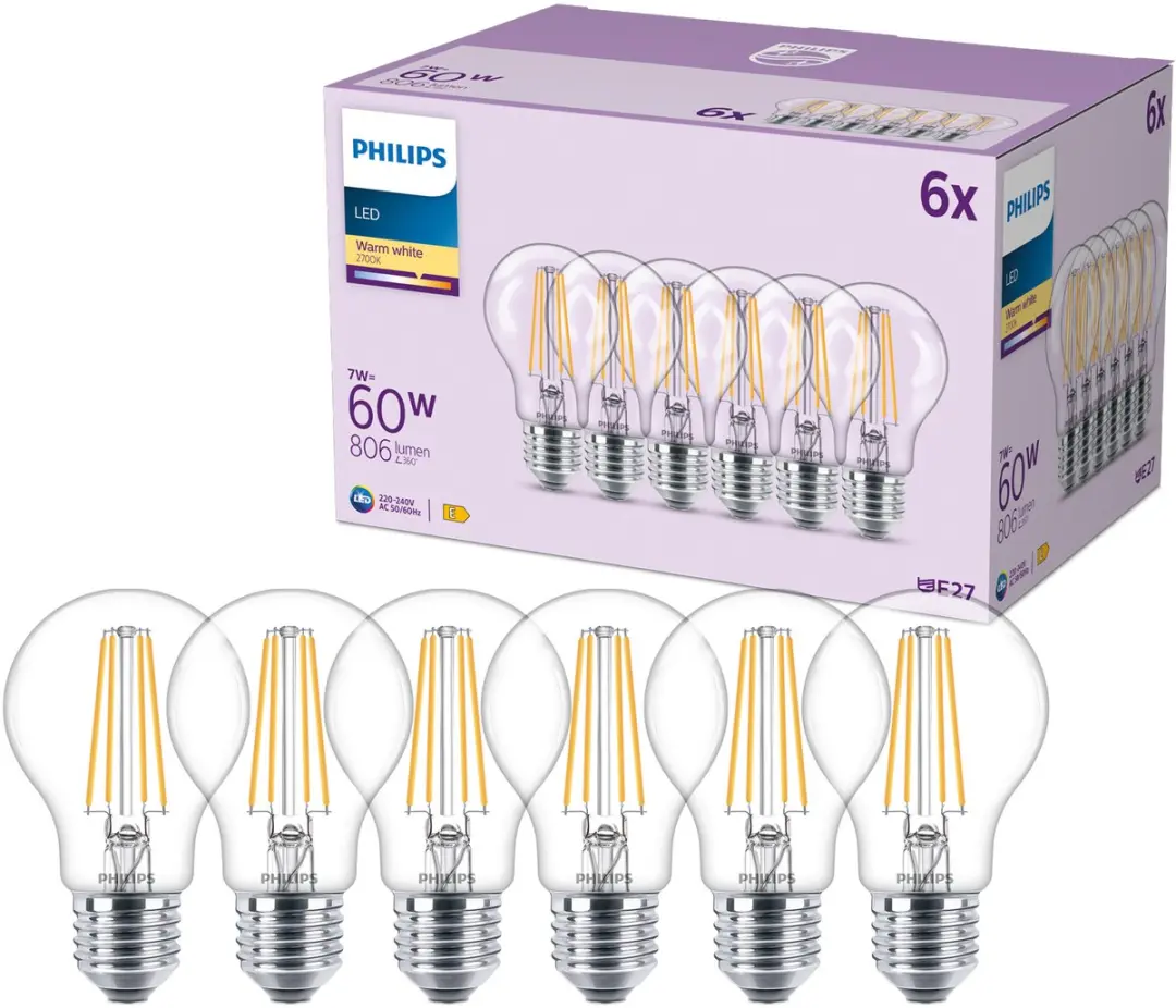 Philips LED Lamp Helder E27 7W Warmwit 2700K