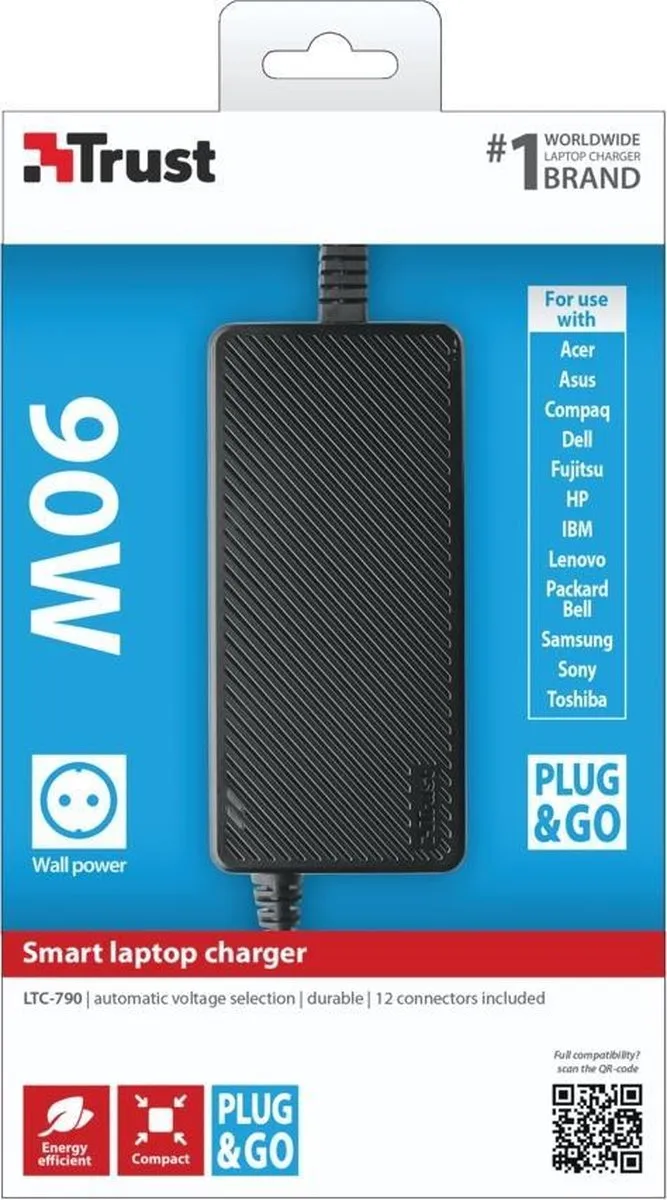 Trust LTC-790 Power Adapter/Inverter 90W - Zwart/Rood