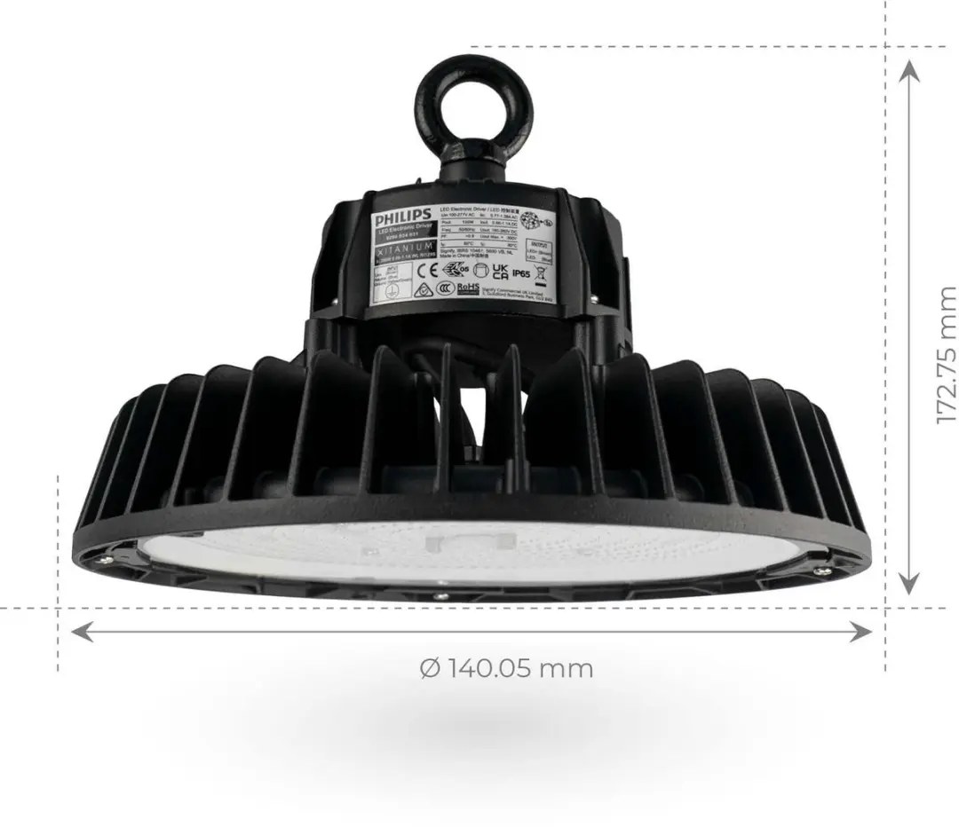 Ledvion LED High Bay Sensor 85W 175lm/W - IP65 - 4000K - Zwart
