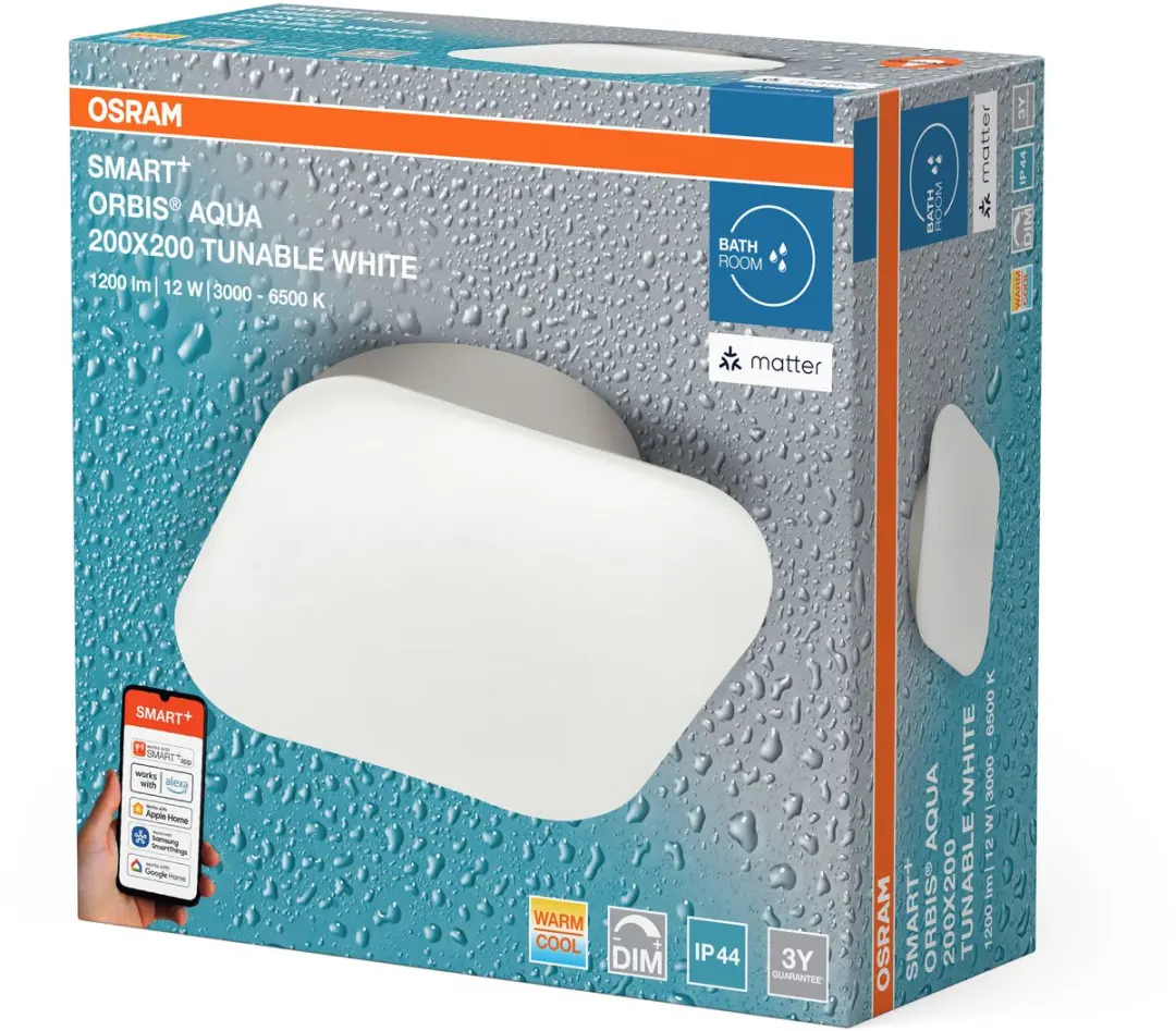 Osram SMART+ Matter Orbis Wandlamp 200x200mm Wit - 12W 900lm