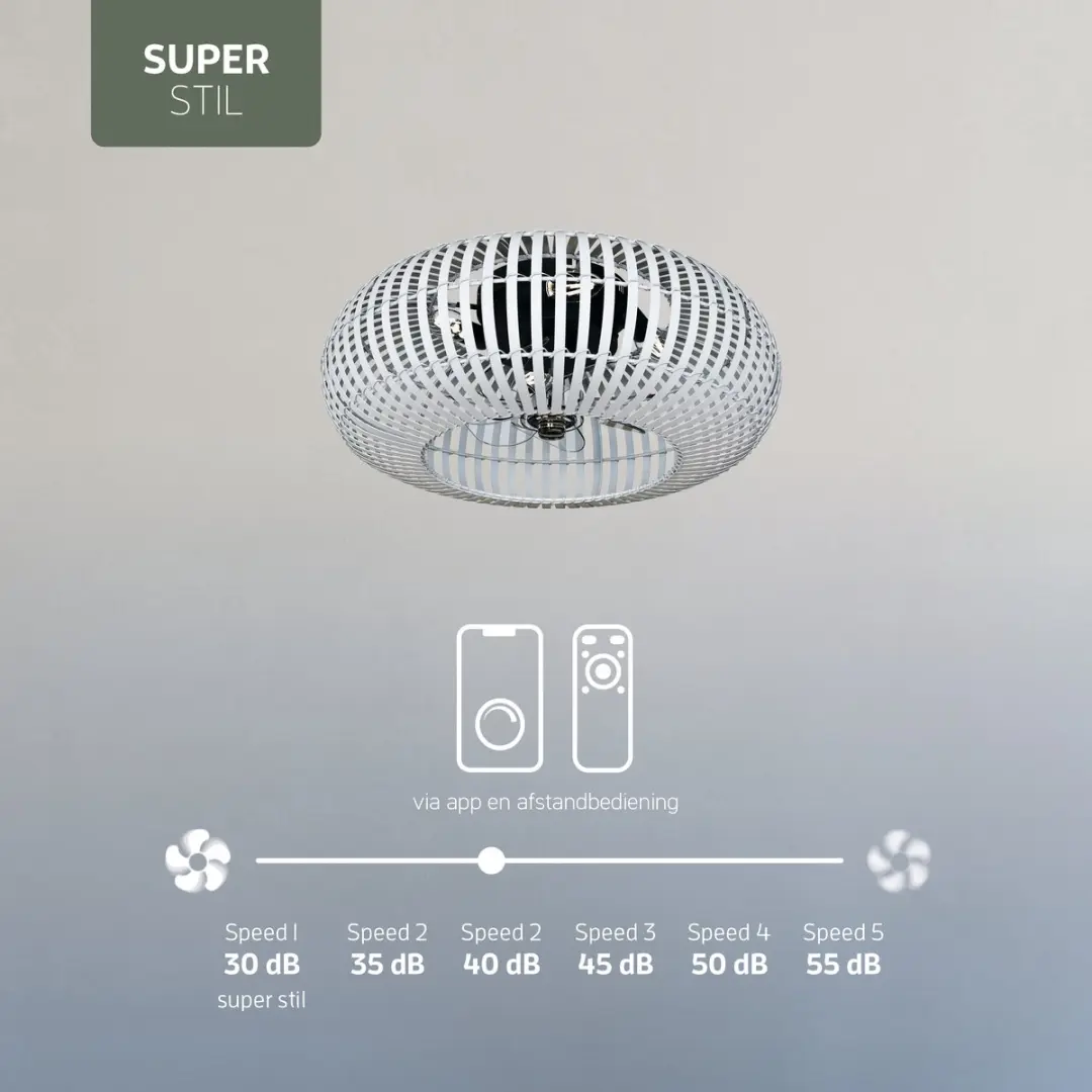 Varin Smart Plafondlamp Ventilator Ø50cm - Wit Bamboe