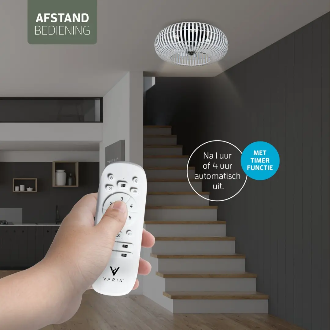 Varin Smart Plafondlamp Ventilator Ø50cm - Wit Bamboe
