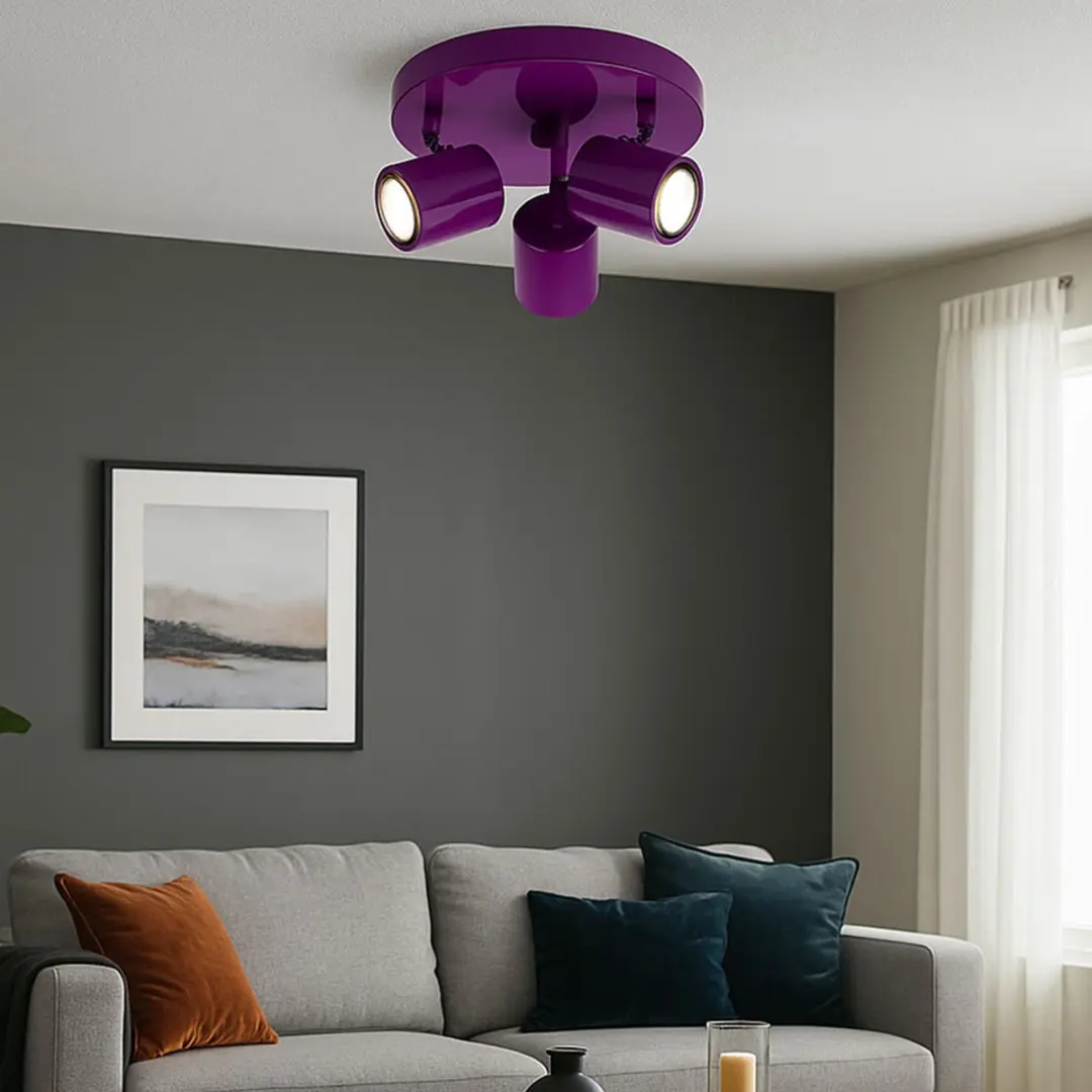 Eglo LED Plafondlamp Hallamp 3x3W Warm Wit - Paars - afbeelding 2 van 5