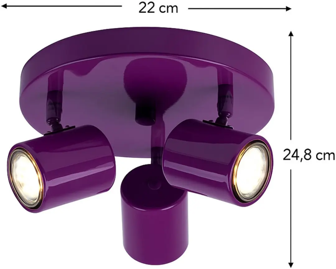 Eglo LED Plafondlamp Hallamp 3x3W Warm Wit - Paars - afbeelding 5 van 5