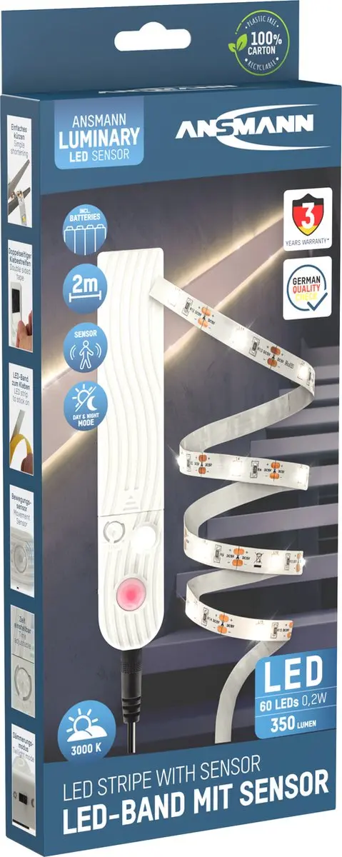 Ansmann Ledstrip Sensor 2m - Warm wit 3000K - 350 Lm