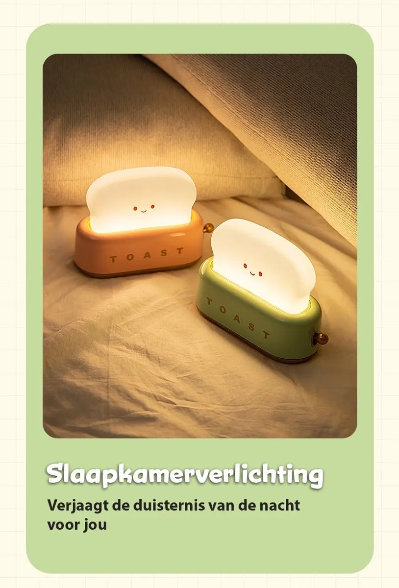 Eco Toys Broodrooster Nachtlampje - Warm wit - Geel