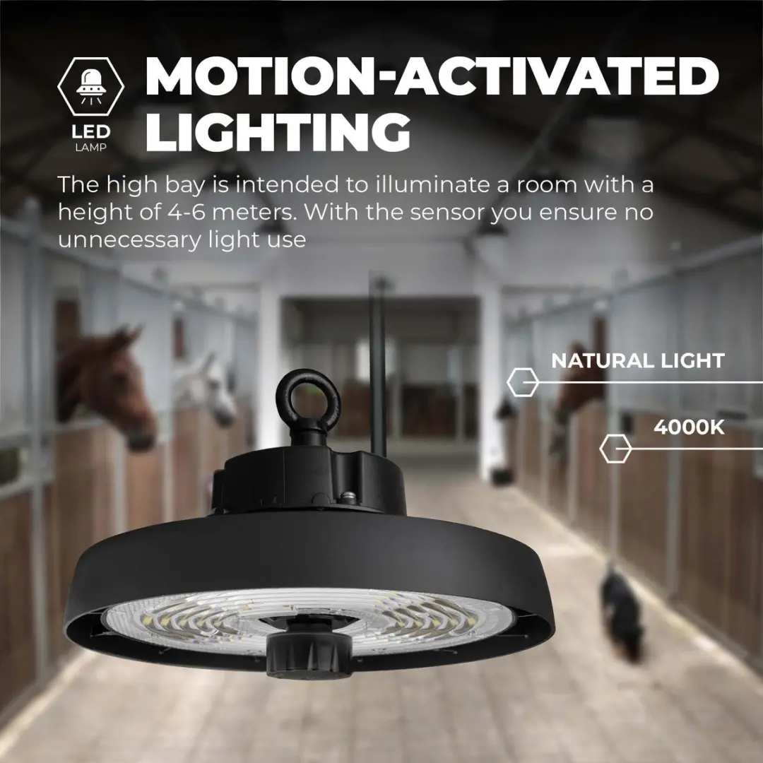 LEDVION LED High Bay 150W 192lm/W Sensor IP65 - Zwart