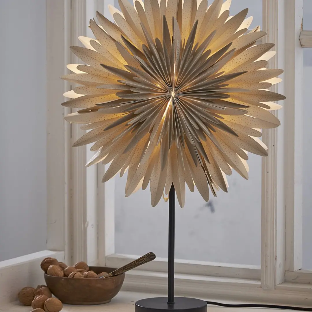 Star Trading Papieren Ster Tafellamp Winter Beige - 3-laags