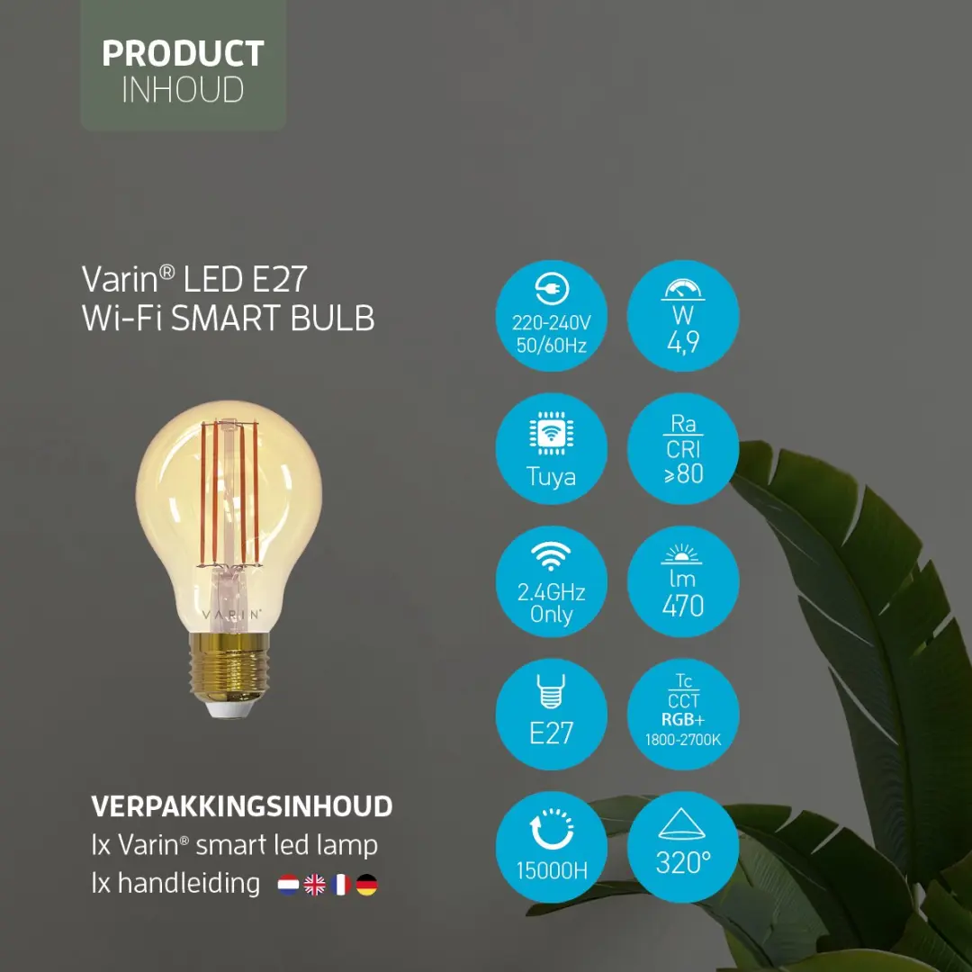 Varin Smart Filament LED Lamp E27 5W - Goudkleurig - afbeelding 6 van 6