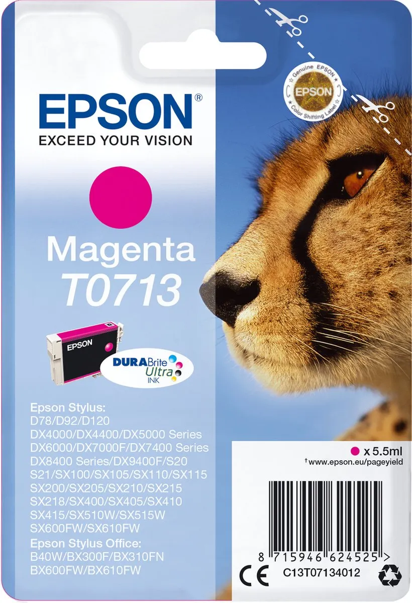 Epson T0713 Magenta Inktcartridge 5.5ml
