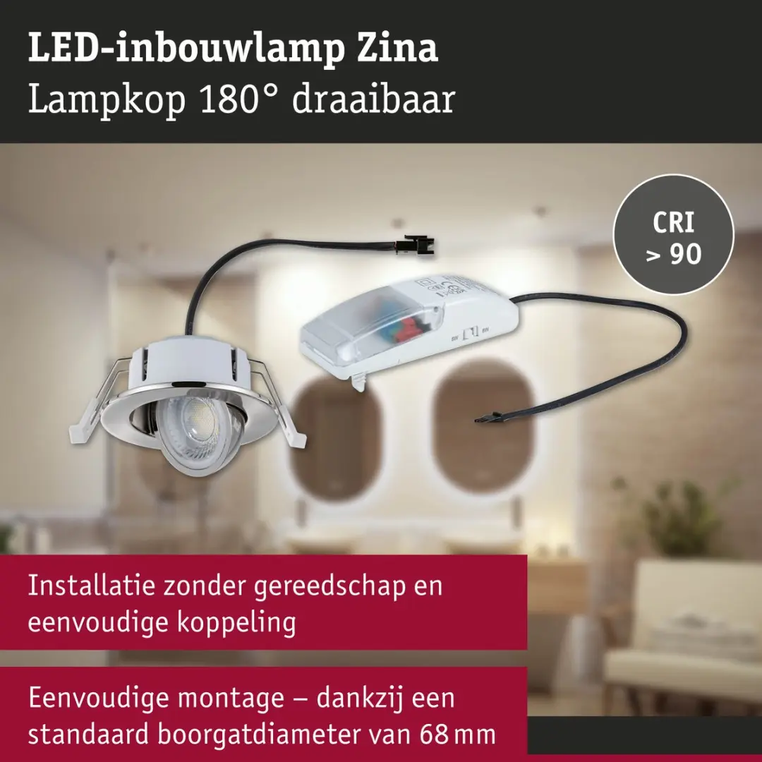 Paulmann LED-inbouwlamp Zina IP65 5W - 685lm - 2700-4000K Staal geborsteld
