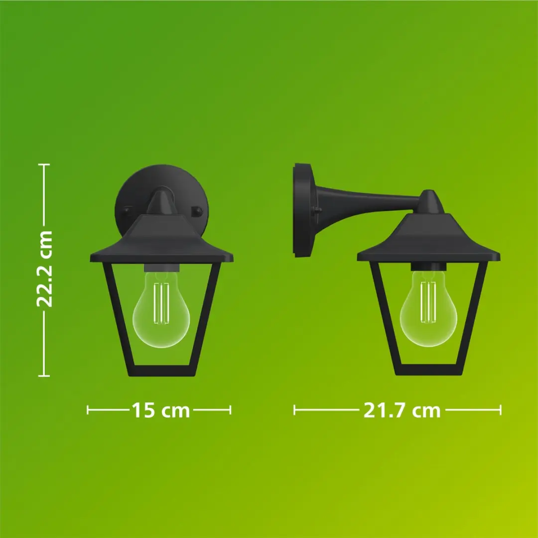 Philips Juli Wandlamp Buiten E27 4W - Zwart - afbeelding 6 van 6