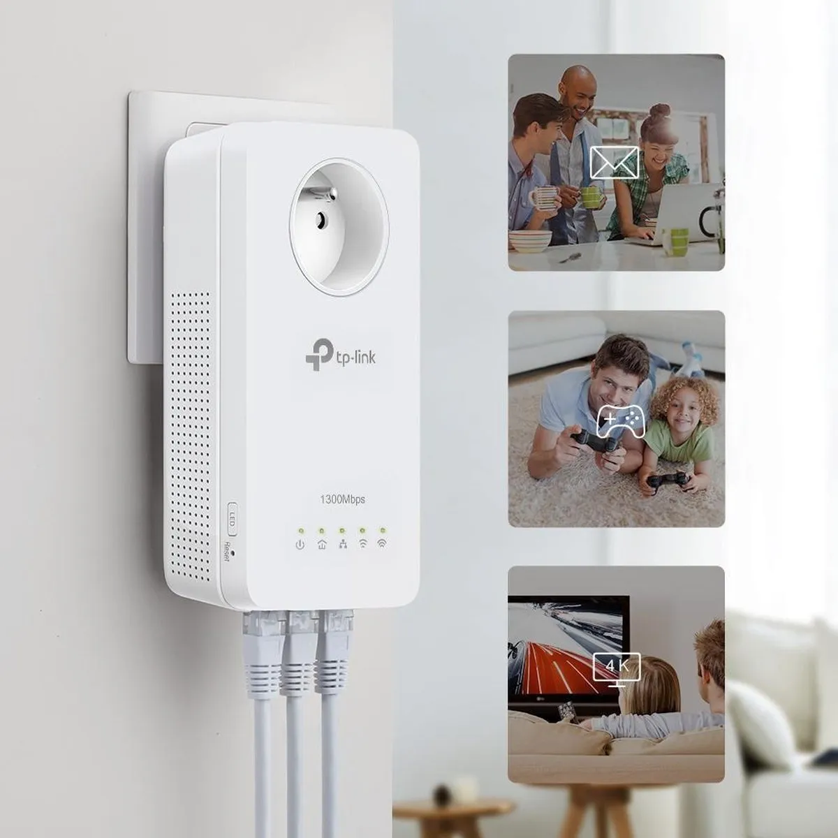 TP-Link TL-WPA8635P AV1300 Powerline Adapter - 3x Ethernet - Wit