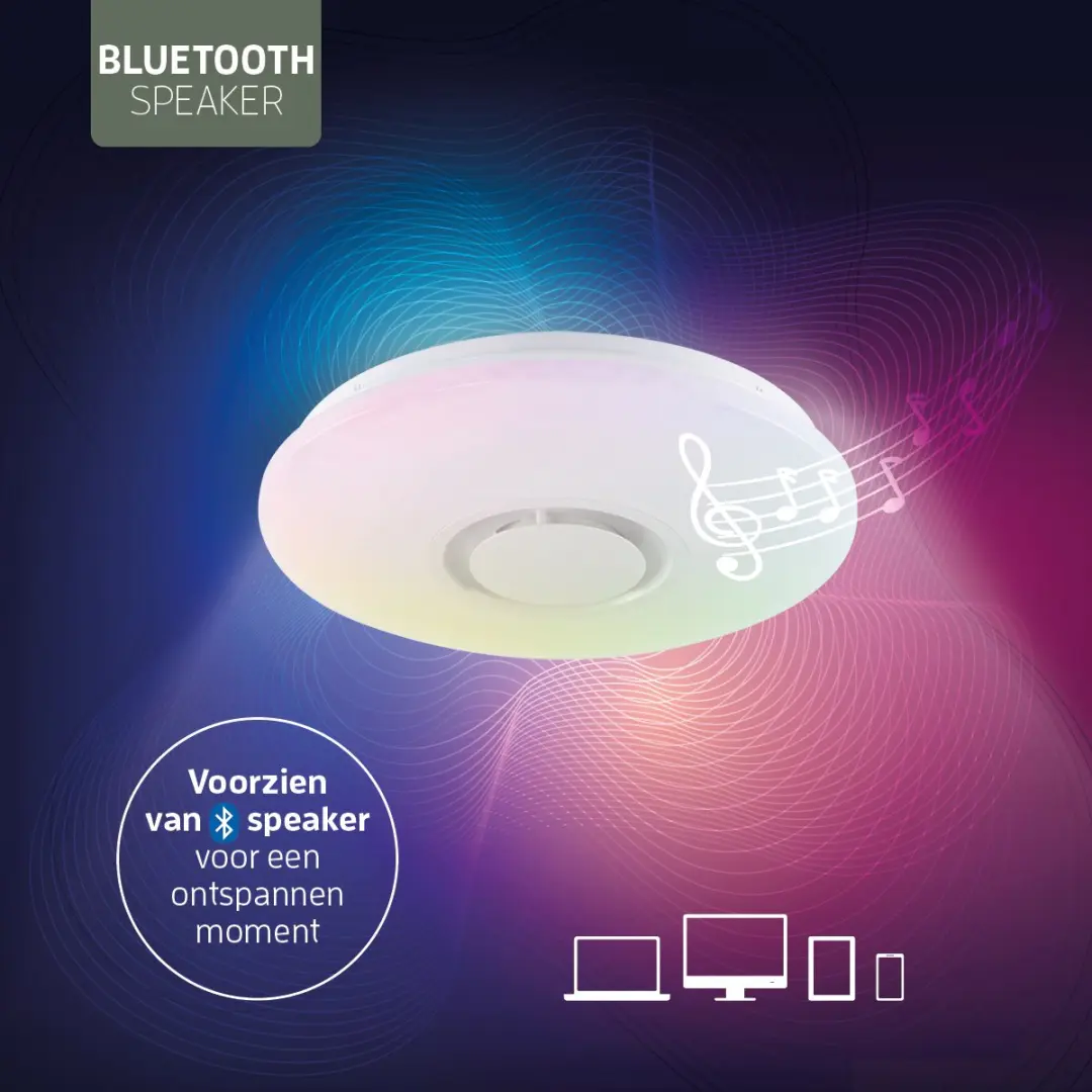 Varin LED Plafondlamp Tuya Wifi 3D Bluetooth Speaker Ø40cm - RGBW - afbeelding 6 van 6