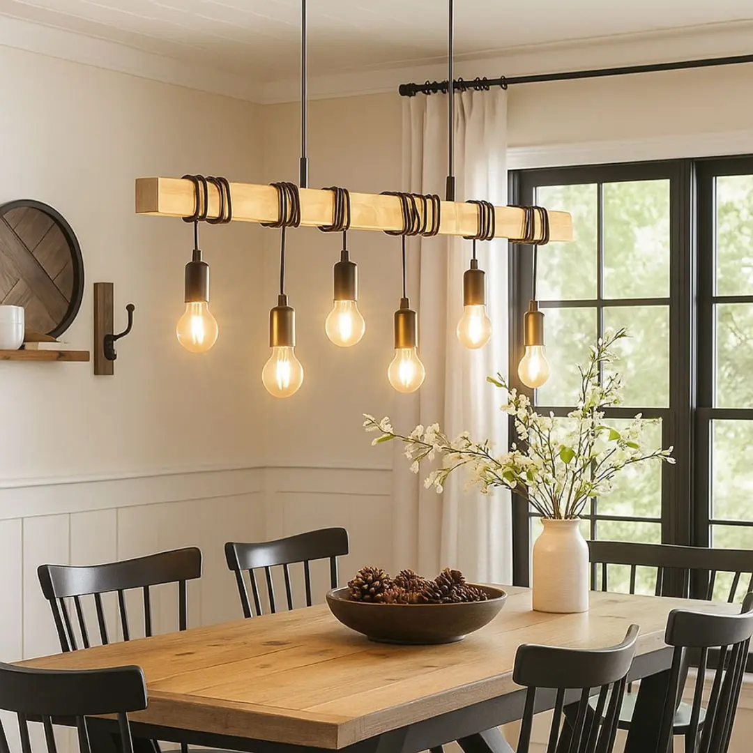 Eglo Hanglamp Eettafel 6x E27 - 100x191,5cm - Bruin