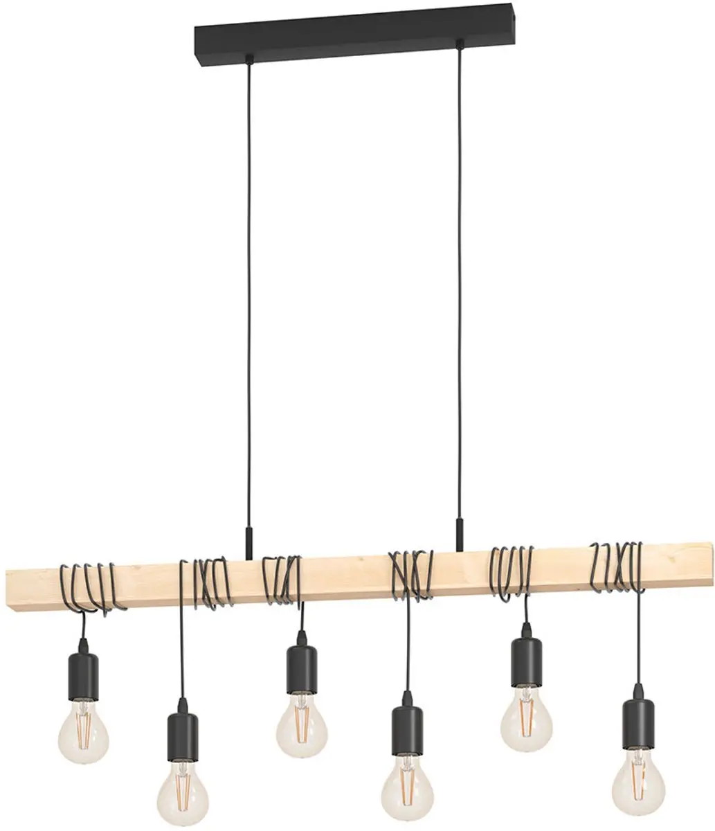 Eglo Hanglamp Eettafel 6x E27 - 100x191,5cm - Bruin