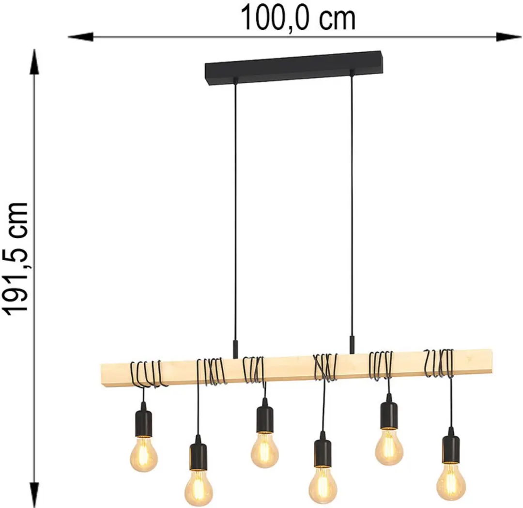 Eglo Hanglamp Eettafel 6x E27 - 100x191,5cm - Bruin