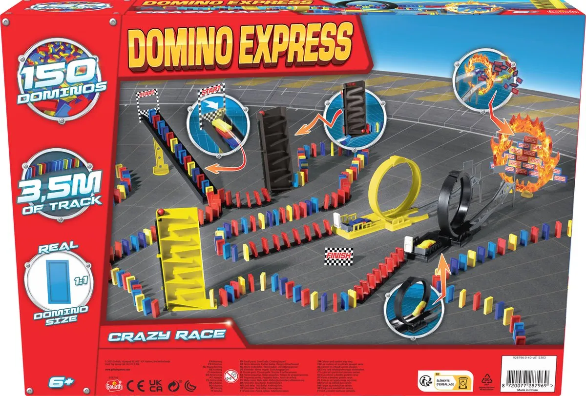 Goliath Domino Express Crazy Race Dominopakket - 169 Stukken - Multicolor